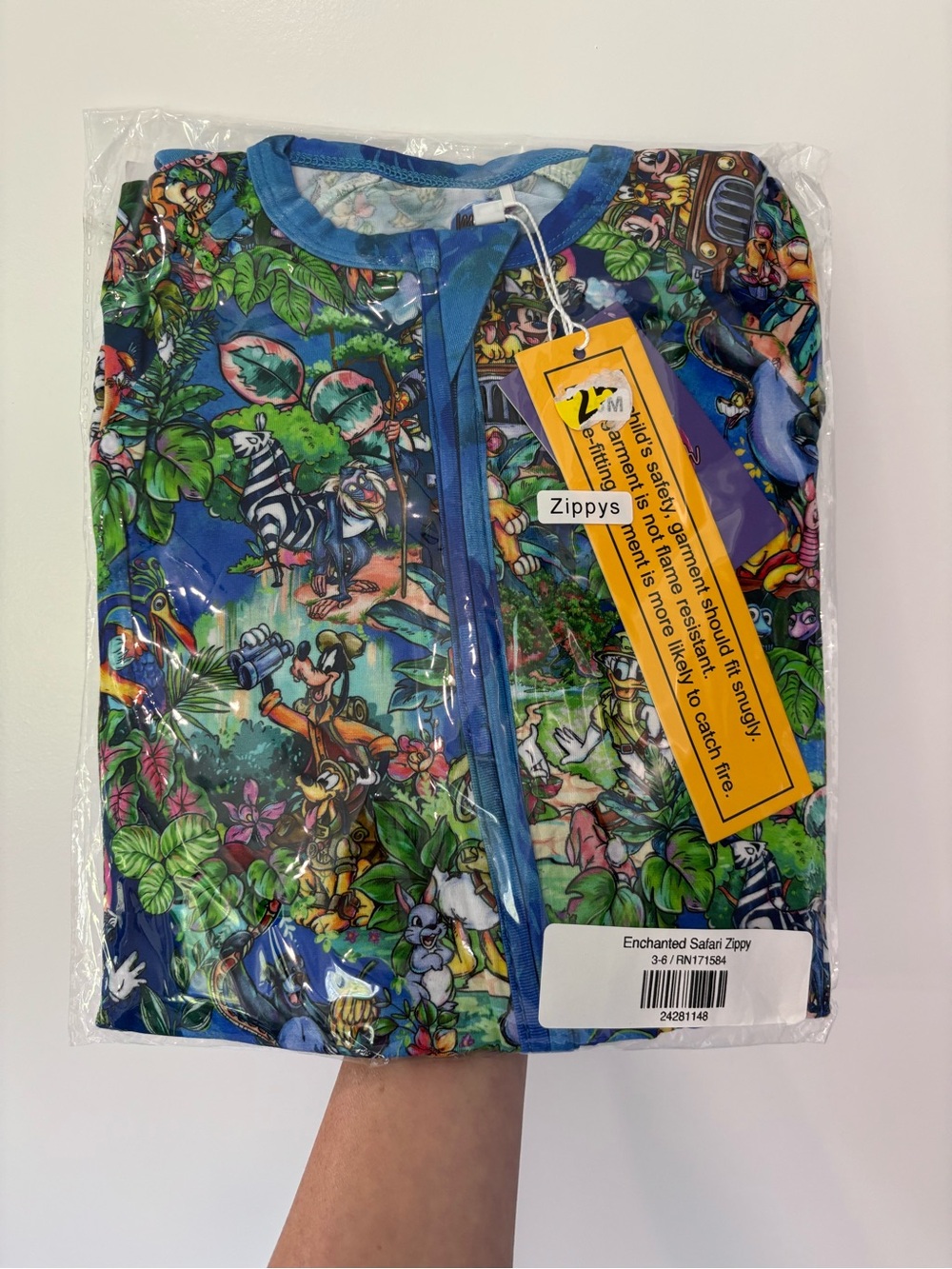 Minky Dreamer Enchanted Disney Safari Bamboo Zippy Pajama 3/6 months NWT